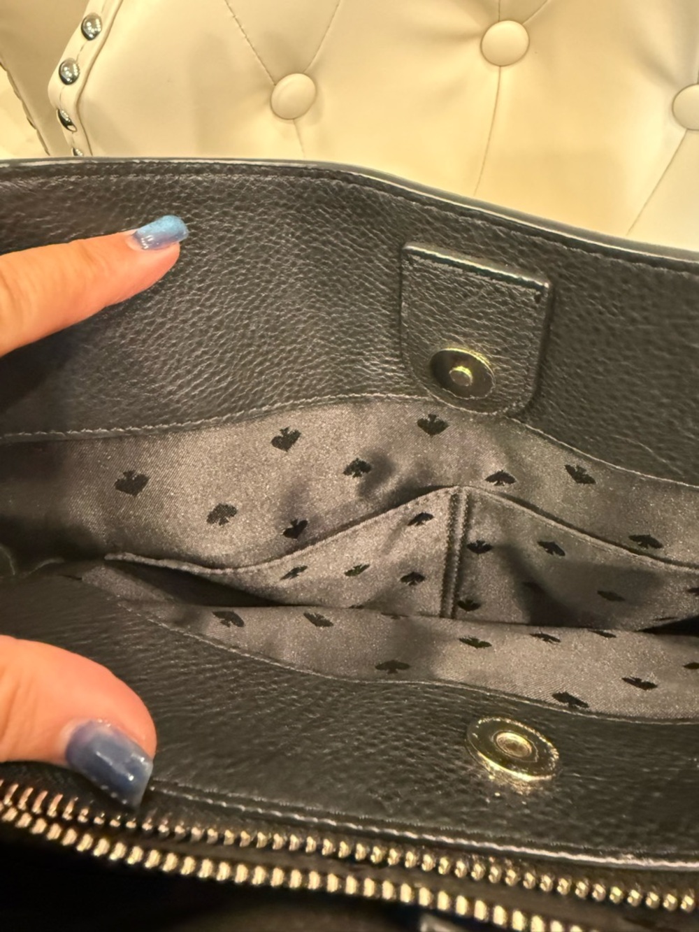 kate spade Black Pebbled Leather Shoulder Bag Leila 3 compartment bag - Picture 7 of 9